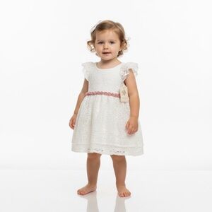 Laura Ashley London Baby Girl's White Floral Lace Ball Gown Dress 12m Easter